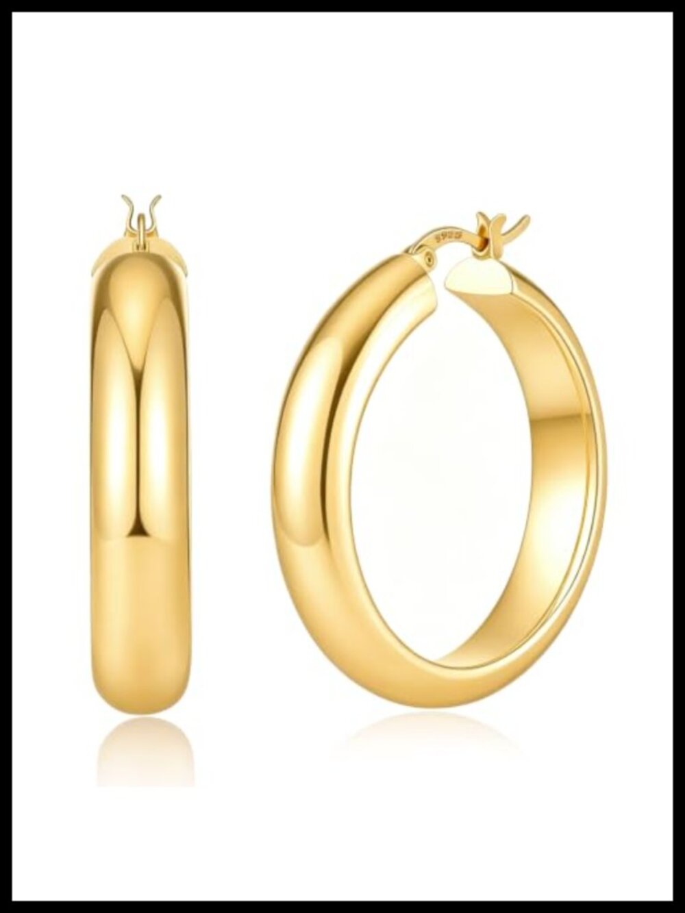 Chunky Gold Hoop Earrings 14K Gold Plated Hoops for Women